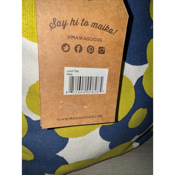 Maika Floral Canvas Tote Hana Blue & Green Lunch bag purse NWT - Picture 3 of 3